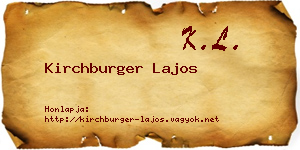 Kirchburger Lajos névjegykártya